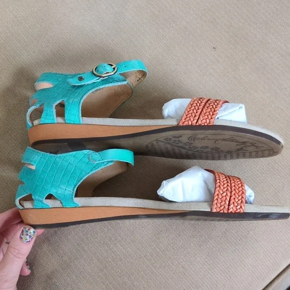 Pikolinos Turquoise and Coral Sandals Size 40 - Picture 5 of 11